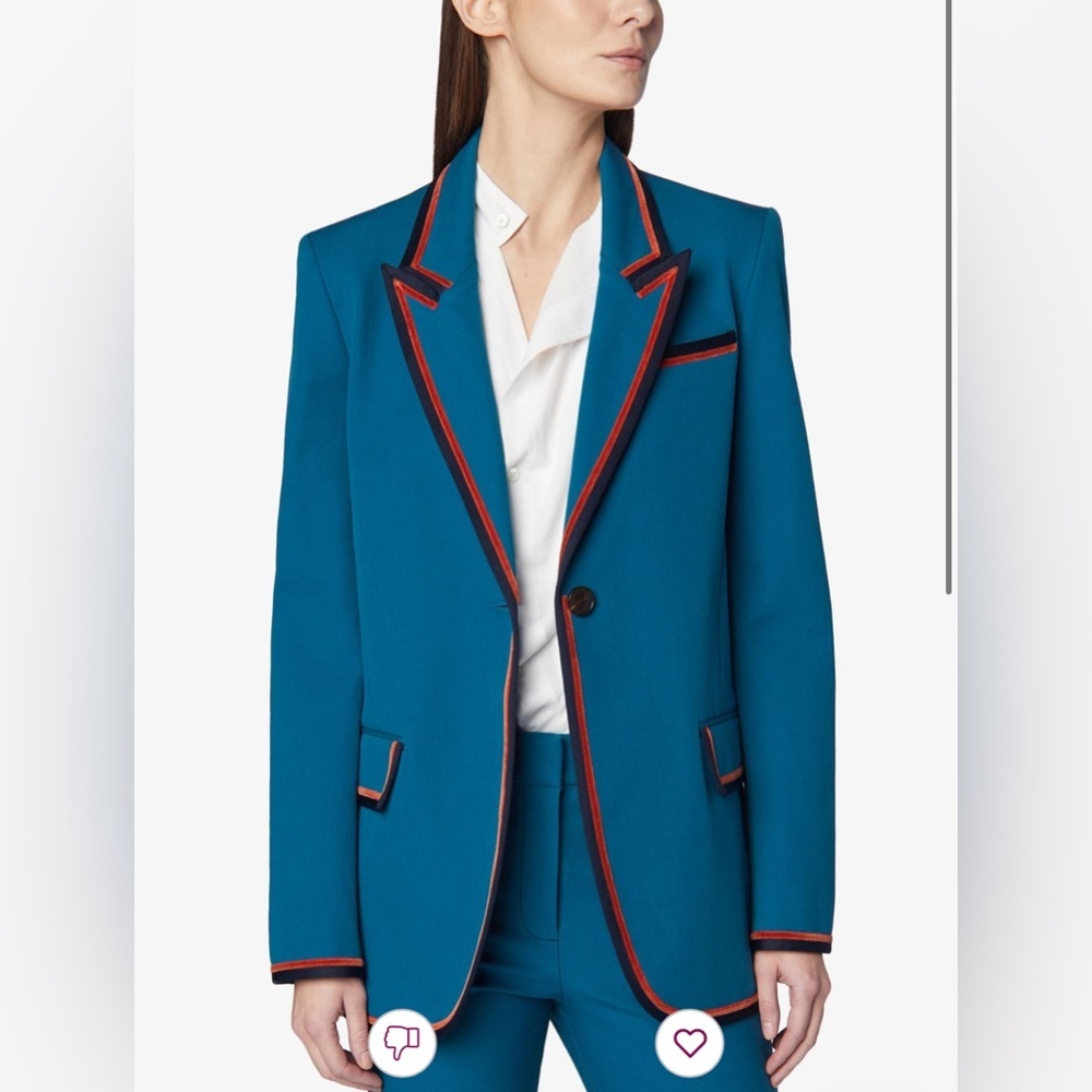 Derek Lam 10 Crosby Twill Contrast Rib Velvet Trim Blazer Size 12 Brie Larson